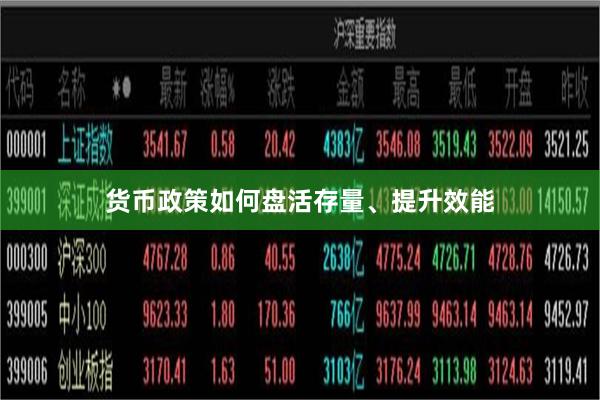 货币政策如何盘活存量、提升效能