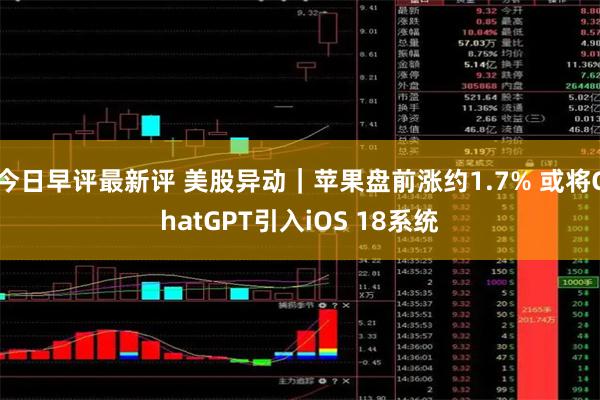 今日早评最新评 美股异动｜苹果盘前涨约1.7% 或将ChatGPT引入iOS 18系统