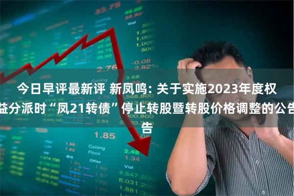 今日早评最新评 新凤鸣: 关于实施2023年度权益分派时“凤21转债”停止转股暨转股价格调整的公告