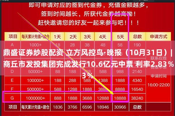 鼎盛证券炒股配资 立方风控鸟·晚报（10月31日）| 商丘市发投集团完成发行10.6亿元中票 利率2.83％