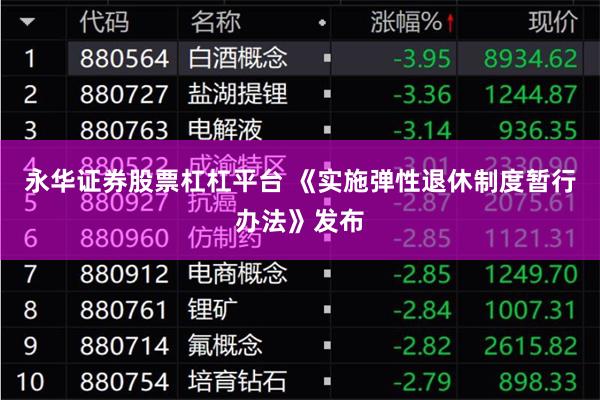 永华证券股票杠杠平台 《实施弹性退休制度暂行办法》发布
