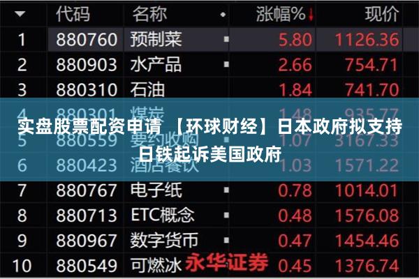 实盘股票配资申请 【环球财经】日本政府拟支持日铁起诉美国政府