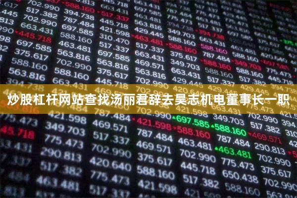 炒股杠杆网站查找汤丽君辞去昊志机电董事长一职